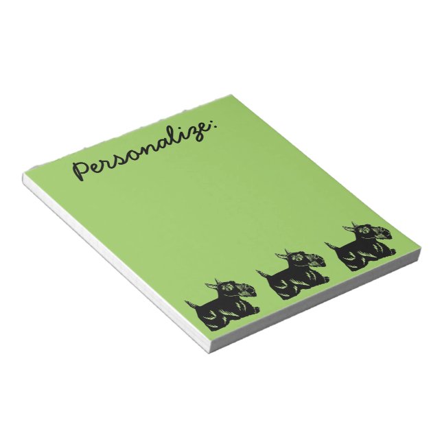 Scottie Dogs Earthy Green Bloc-notes personnalisé (Incliné)