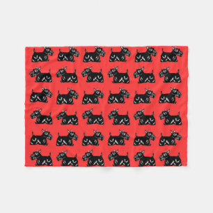 Scottie Dogs Red and Black Pattern Fleece Blanket