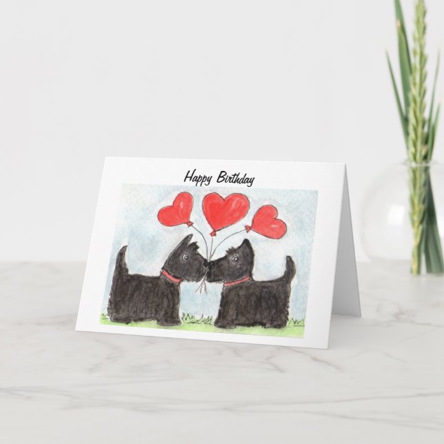 Scottie Dogs Scottish Terrier art Birthday Card (Front)