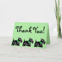 Scottie Dogs with Bows Green Thank You Card