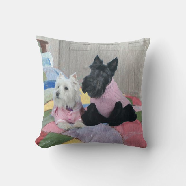 Scottie et Westie - Terrier Coussin d'hiver (Recto)