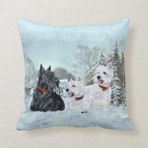 Scottie et Westies - Coussin d'hiver pour Terrier