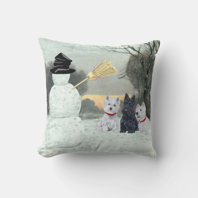 Scottie et Westies - Terrier Winter Coussin (Recto)