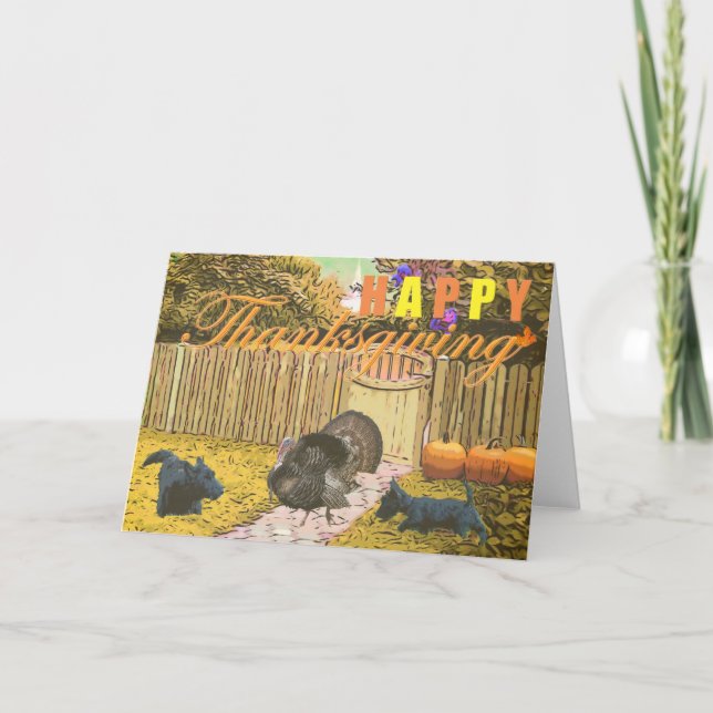 Scottie Happy Thanksgiving Holiday Card (Front)