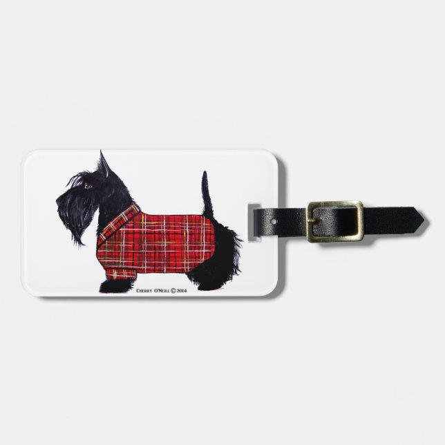 Scottie Holiday Jacket Luggage Tag (Front Horizontal)