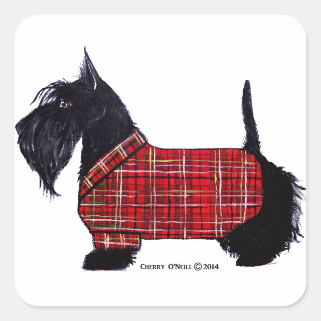 Scottie Holiday Jacket Square Sticker (Front)