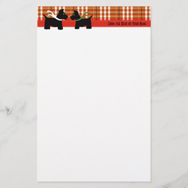 Scottie Holiday Plaid Writing Paper (Front)