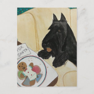 Scottie Hungry Waiting for Santa Holiday Postcard