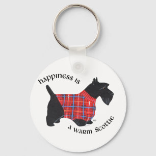 Scottie in Red & Blue Plaid Sweater Keychain