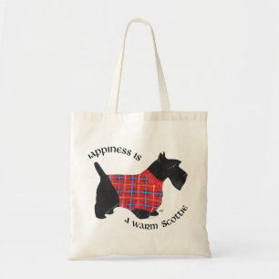 Scottie in Red & Blue Plaid Sweater Tote Bag