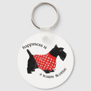 Scottie in Red Plaid Sweater Keychain