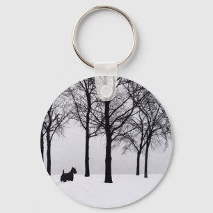 Scottie in Snowy Woods Keychain