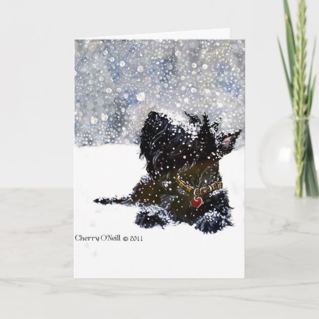 Scottie in the Snow Holiday Card (Front)