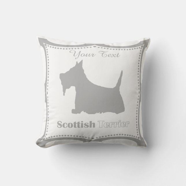 Scottie No. 15 Grey Throw Pillow (Front)