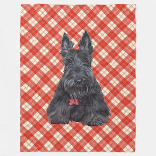Scottie on Tartan Fleece Blanket