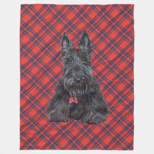 Scottie on Tartan Fleece Blanket