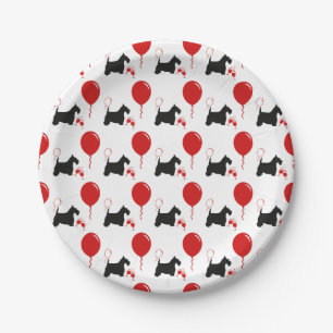 Scottie Party Black and Red Paper Plate