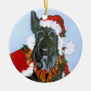 Scottie Santa Claus Ceramic Ornament