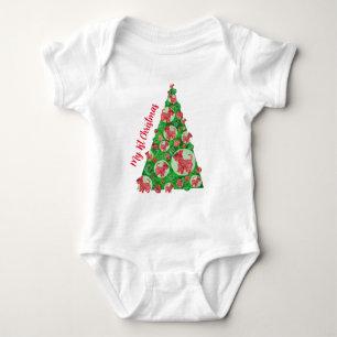Scottie Scottish Dog Silhouette Christmas Tree Red Baby Bodysuit