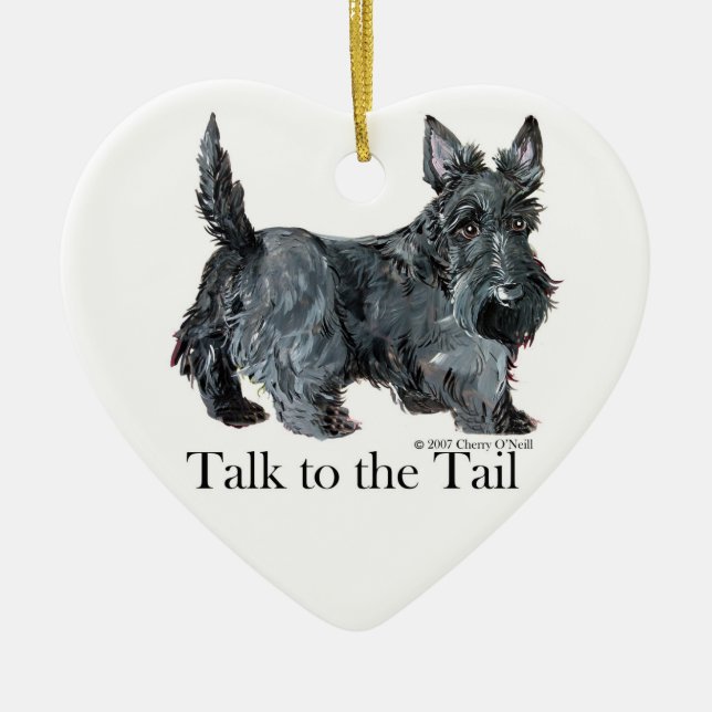 Scottie Talk to the Tail Ceramic Ornament (Front)