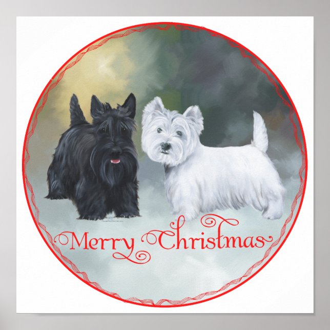 Scottie Westie  Christmas Poster (Front)
