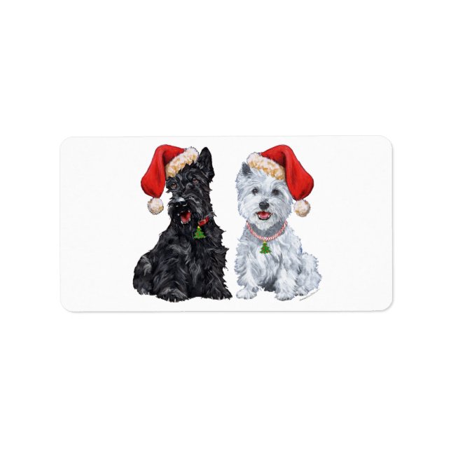 Scottie & Westie Santa Stickers! Label (Front)