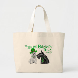 Scottie & Westie St. Paddy's Day Large Tote Bag