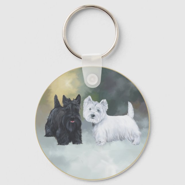 Scottie Westie Wintertime Keychain (Front)