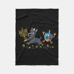 Scottierrier Dreidel Menorah Hanukkah Kids Womens  Fleece Blanket