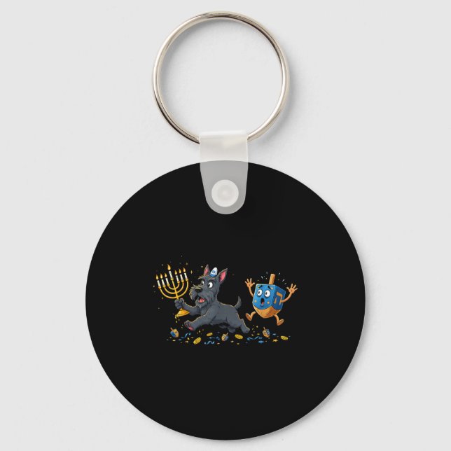 Scottierrier Dreidel Menorah Hanukkah Kids Womens  Keychain (Front)
