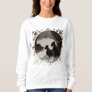 Scotties on Surreal Winter Night Sweatshirt