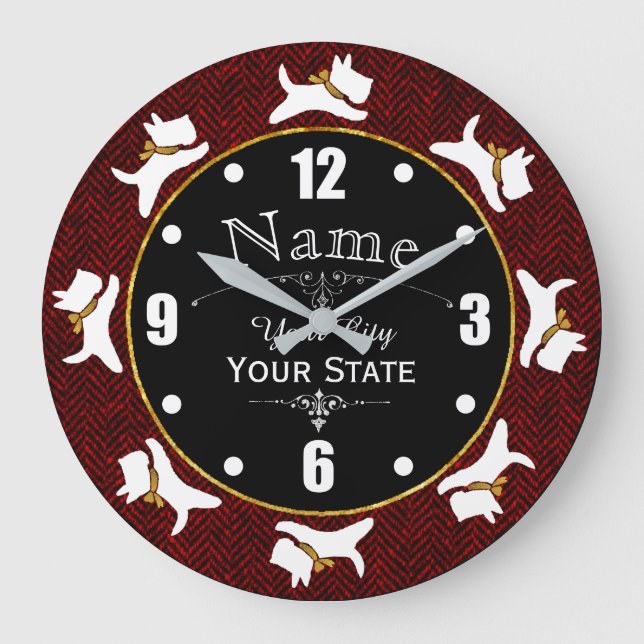 Scotties On The Run Personalize Large Clock (Front)