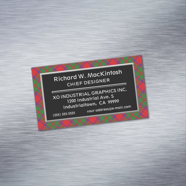 Scottish Accent Clan MacKintosh Tartan Magnetic Business Card (In Situ)