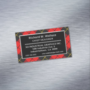 Scottish Accent Clan Wallace Tartan Magnetic Business Card