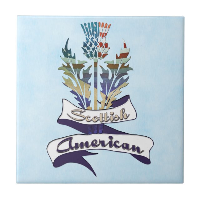 Scottish American Thistle Flags Tile (Front)