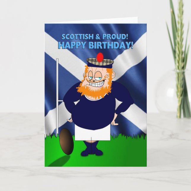 Scottish and Proud Rugby Birthday Card (Front)