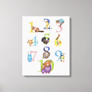 Scottish animals 1-10 numbers canvas print