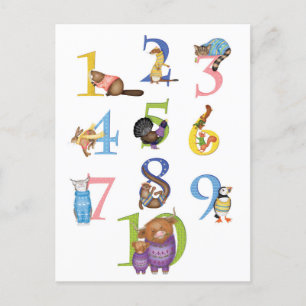 Scottish animals 1-10 numbers postcard