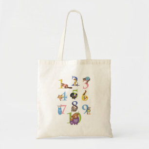 Scottish animals 1-10 numbers tote bag