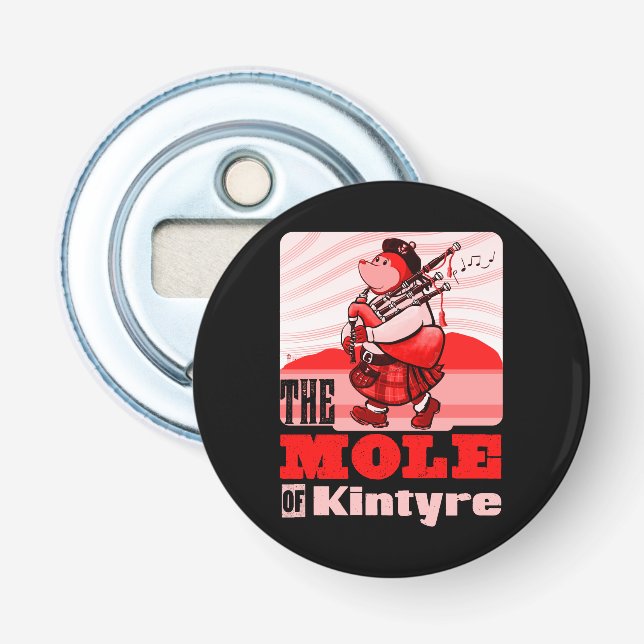 Scottish Bagpipe Playing Mole Of Kintyre Pipe Band Bottle Opener (Front)