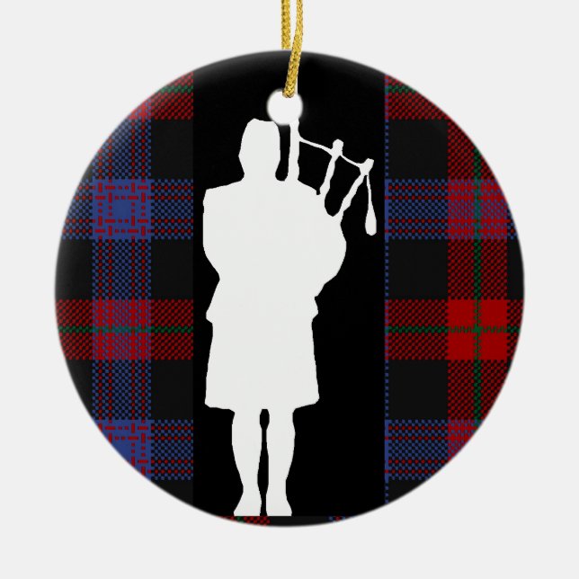 Scottish Bagpiper Ceramic Ornament (Front)