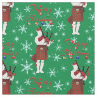 Scottish Bagpiper Merry Christmas with Snowflakes