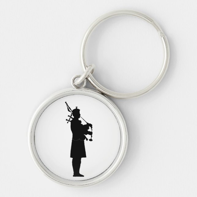 Scottish Bagpiper Silhouette Keychain (Front)