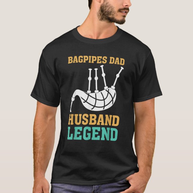 Scottish Bagpipes Dad Tartan Scotsman Husband T-Shirt (Front)