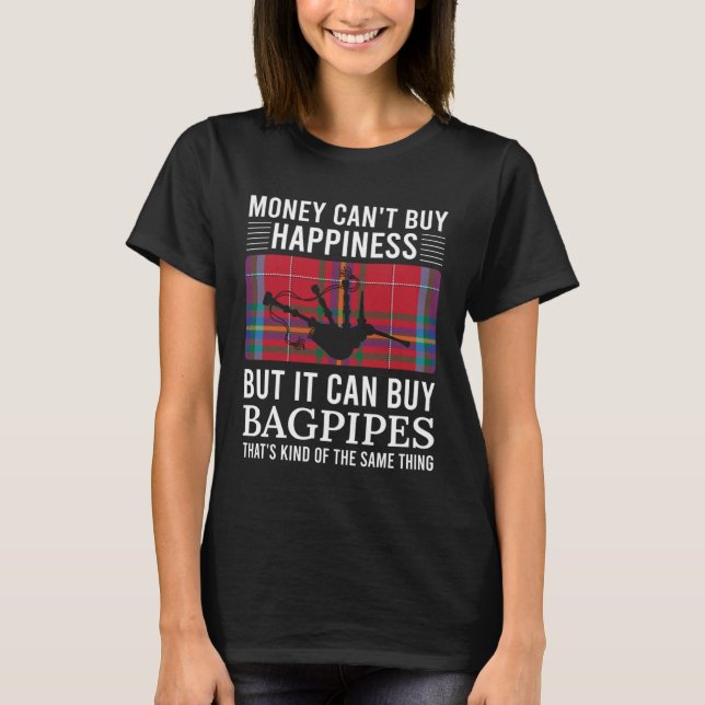 Scottish Bagpipes Tartan Happiness  Bagpipe T-Shirt (Front)