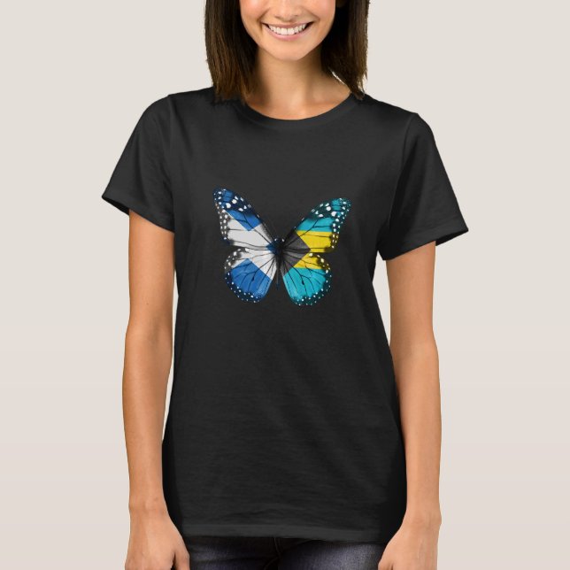 Scottish Bahamian Flag Butterfly T-Shirt (Front)