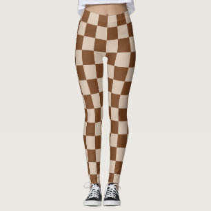 Scottish Blast Chessboard Tan and Brown Plaid Leggings