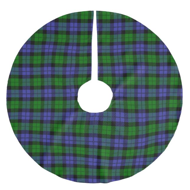 Scottish blue and green tartan brushed polyester tree skirt (Front)