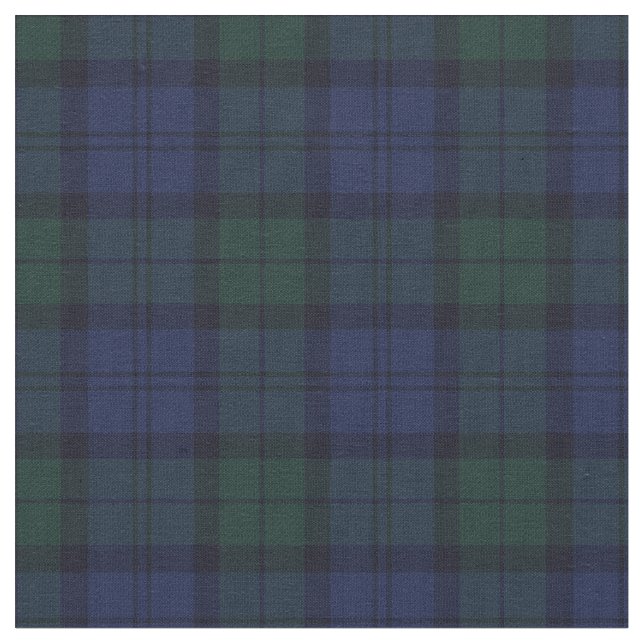 Scottish Blue Green Plaid Tartan Fabric (Close Up)