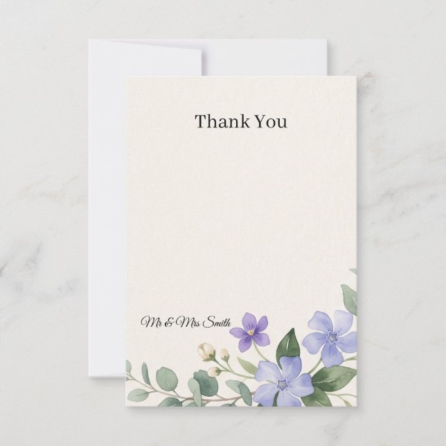Scottish Bluebell Thistle Thank You Card (Front)